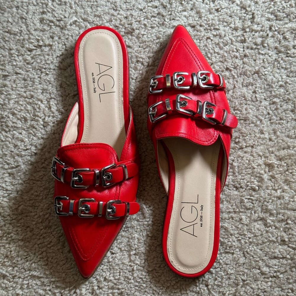 AGL Red Leather Mule